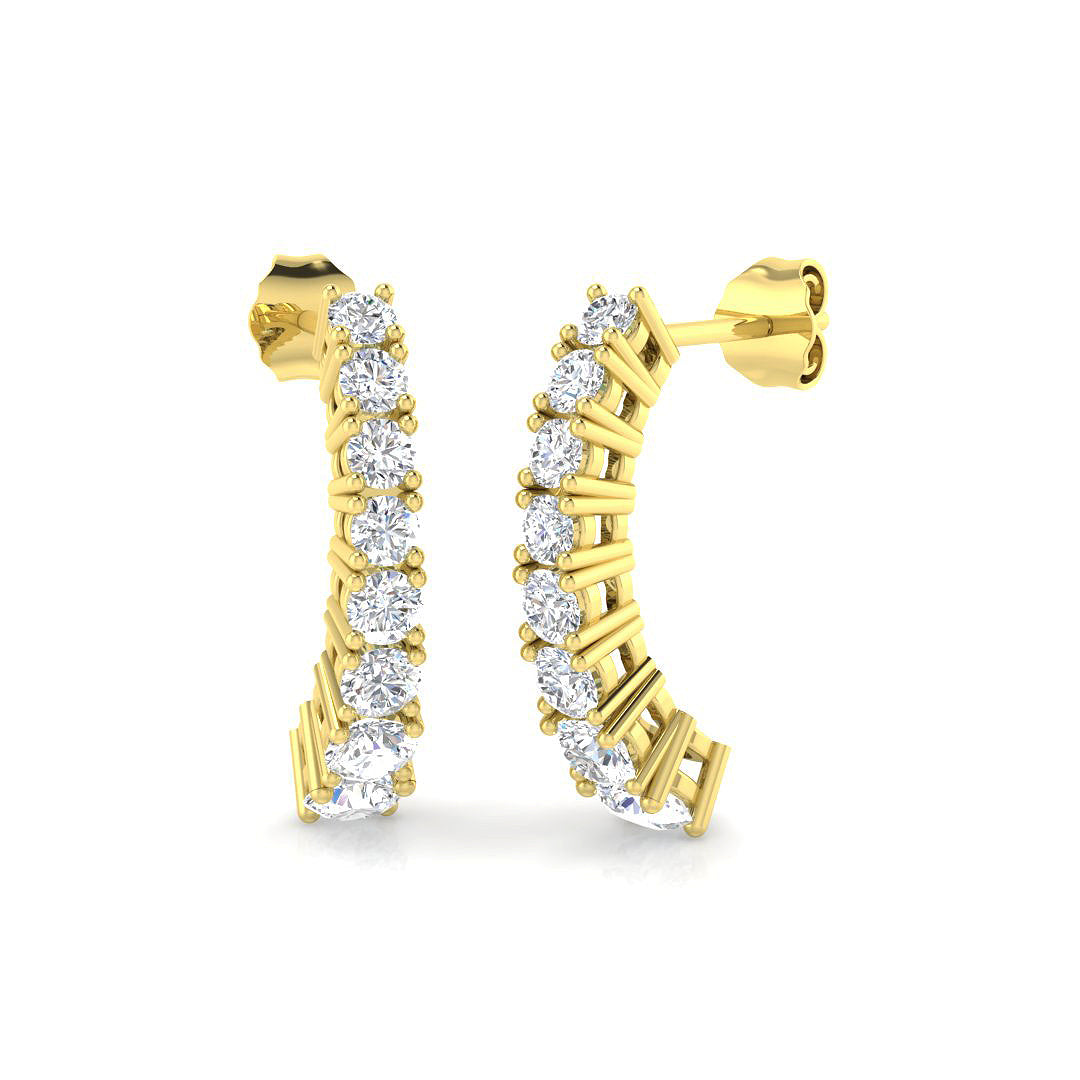 "Lurvy Luxury 1.75ct Gold Drop & Trilogy Diamond Earrings - Elegant Shine"