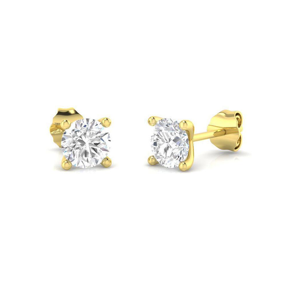 1.44ct Lab Diamond Round Cut Stud Earrings in 18K Yellow Gold