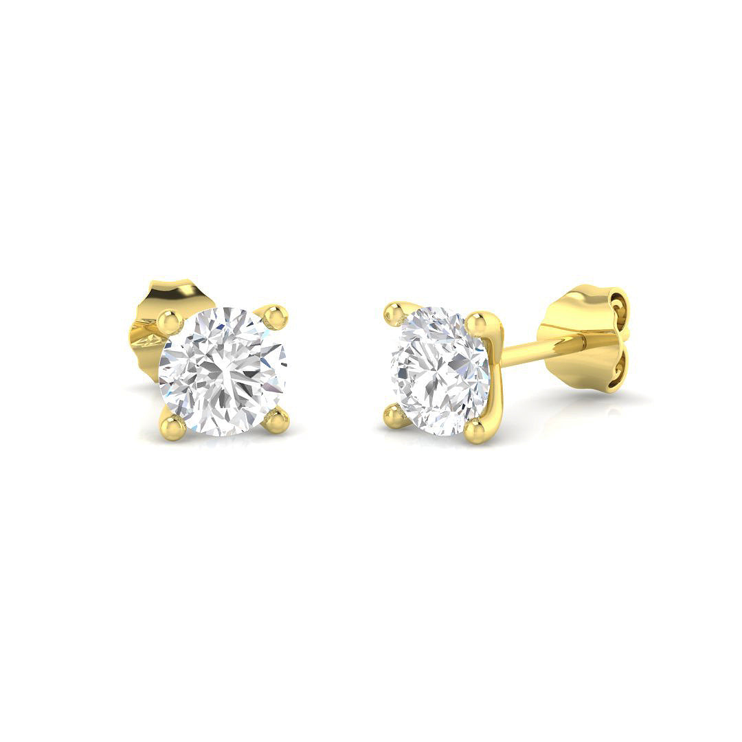 1.44ct Lab Diamond Round Cut Stud Earrings in 18K Yellow Gold
