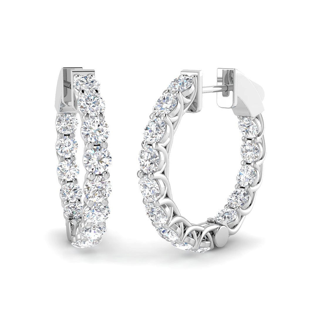 9ct White Gold 2.96ct Lab Grown Diamond Hoop Earrings