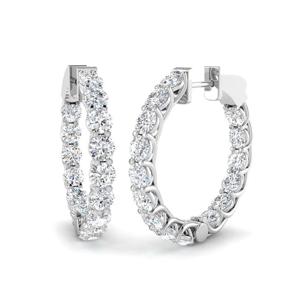 3.93ct Lab Diamond Round Cut Stud Earrings in 9K White Gold