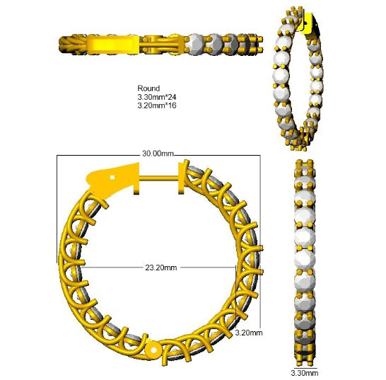 9ct Yellow Gold 4.9ct Lab Grown Diamond Hoops Earrings