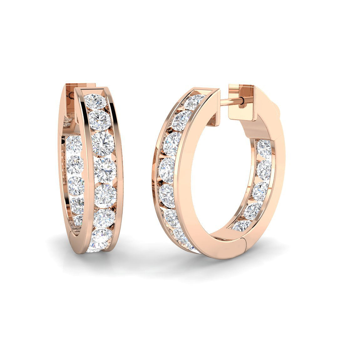 Hoop Earrings - Luspy 2ct Gold Diamond Luxury Elegance