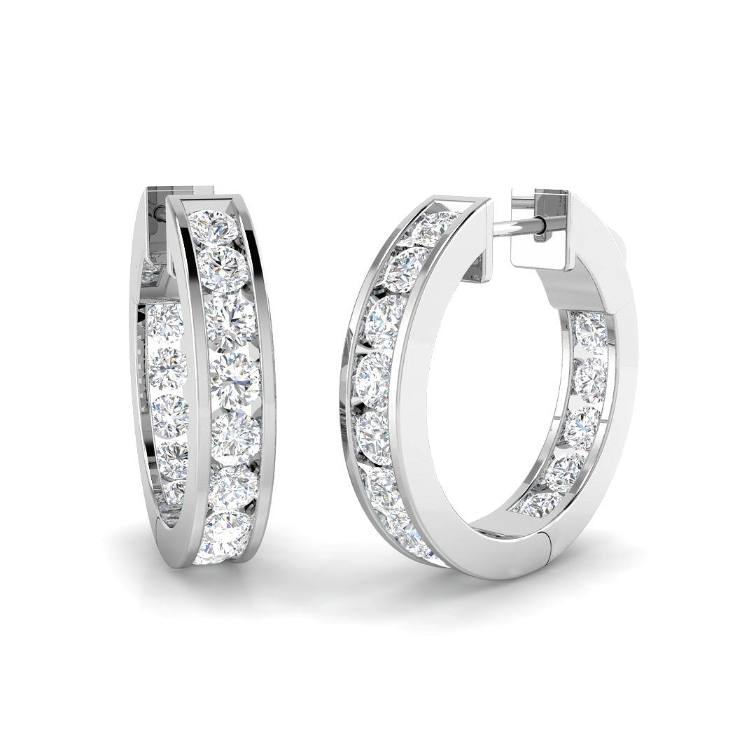 Hoop Earrings - Luspy 2ct Gold Diamond Luxury Elegance