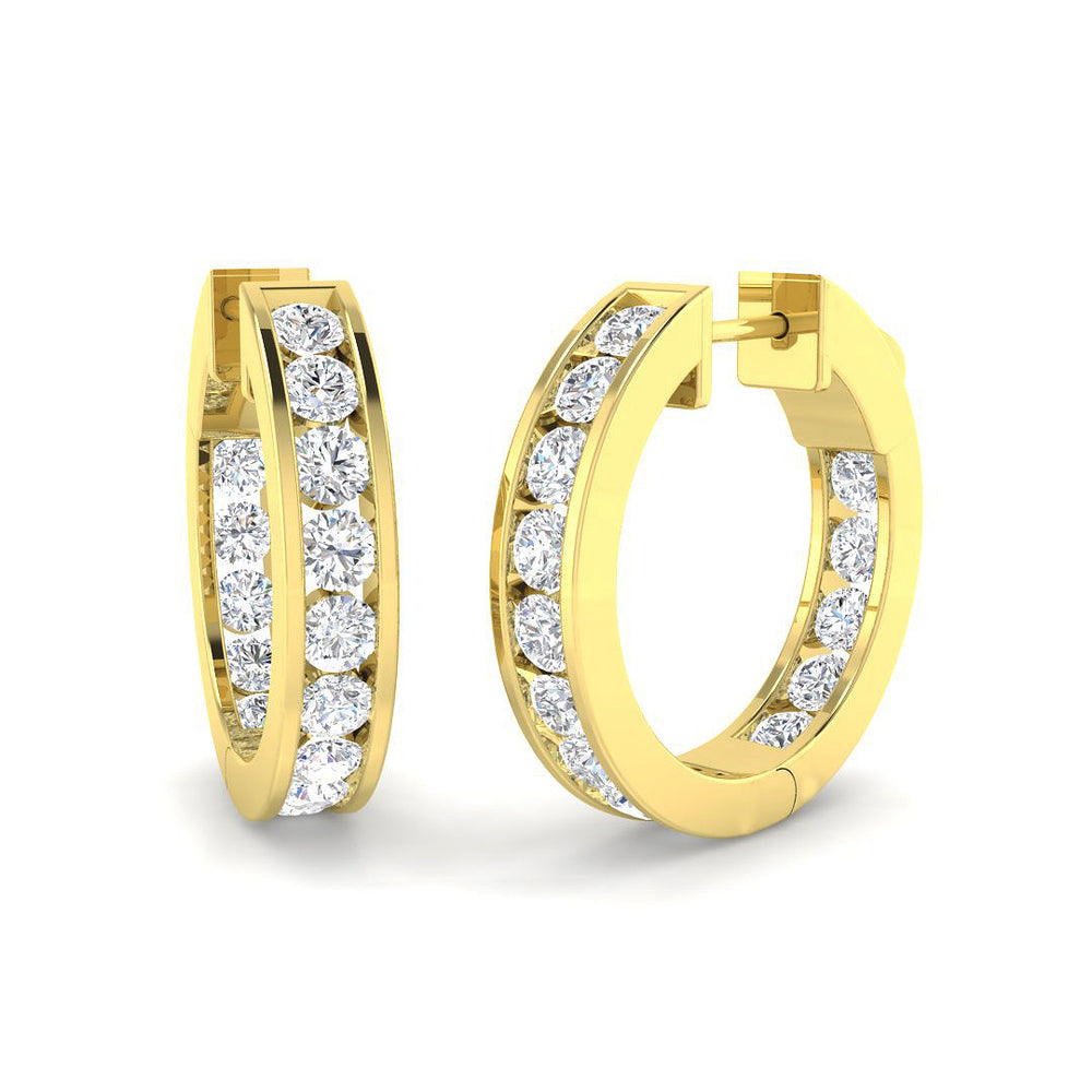 Hoop Earrings - Luspy 2ct Gold Diamond Luxury Elegance