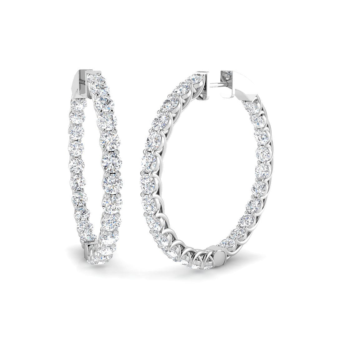 5.9 Carat D-E/VS Lab Grown Diamond Hoops Earring 9k White Gold Ready To Ship