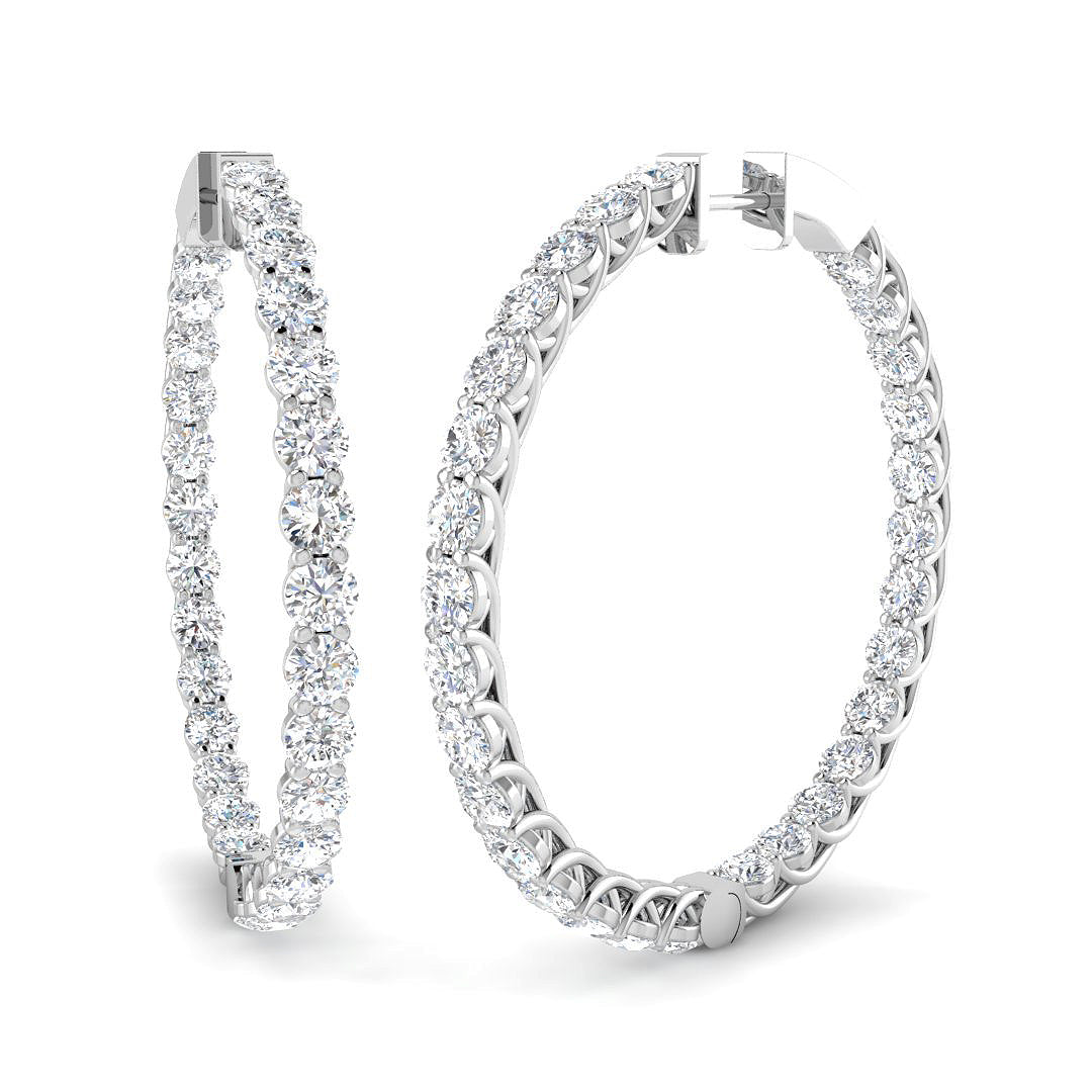 7 Carat D-E/VS Lab Grown Diamond Hoops Earring 9k White Gold Ready To Ship