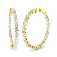 7 Carat D-E/VS Lab Grown Diamond Hoops Earring 9k Yellow Gold Ready To Ship