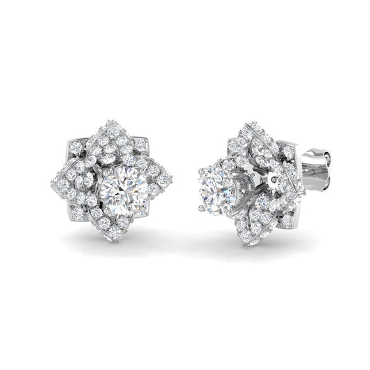 Cluster Diamond Stud Earrings | Lab & Natural | 1.5Ct | 9K/18K Gold & Platinum