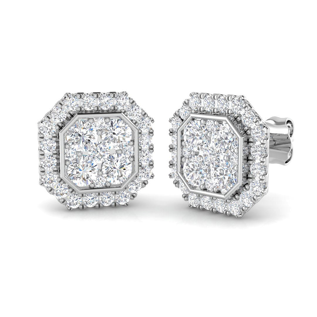 1.44ct Lab Diamond Round Cut Stud Earrings in 9K White Gold
