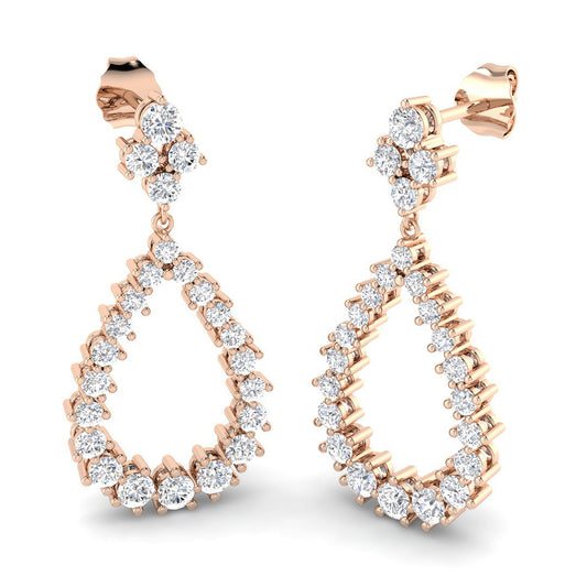 Lusoy Gold Drop & Trilogy Diamond Earrings - 1.75ct Luxury Jewelry