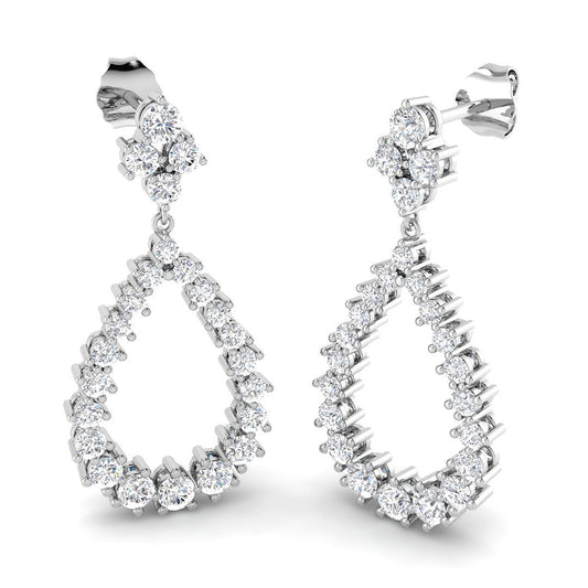 Lusoy Gold Drop & Trilogy Diamond Earrings - 1.75ct Luxury Jewelry