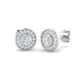 0.50 Ct DE/VVS Lab Grown Round Cut Diamond Halo Earring |Bezel Set