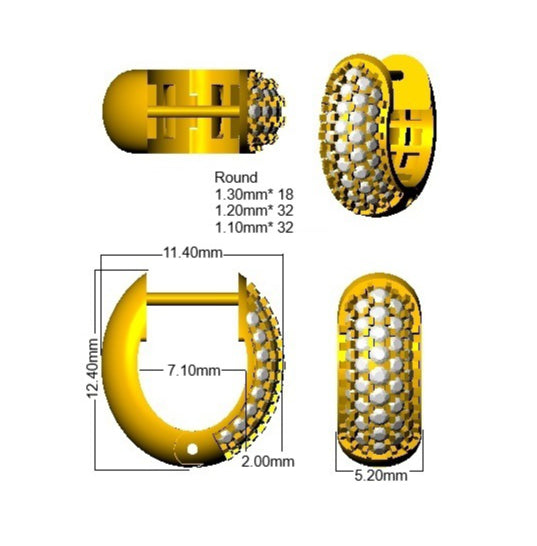 Boucles d'oreilles créoles en or serties de diamants ronds naturels ou de synthèse - Fabrication britannique
