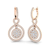 Peony Luxury Gold Drop & Trilogy Diamond Earrings - 2.5ct Elegant Jewelry