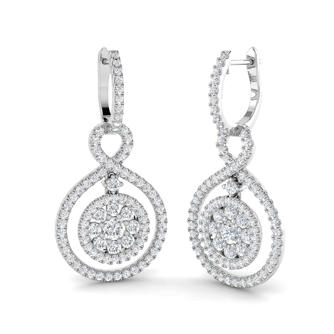 Peony Luxury Gold Drop & Trilogy Diamond Earrings - 2.5ct Elegant Jewelry