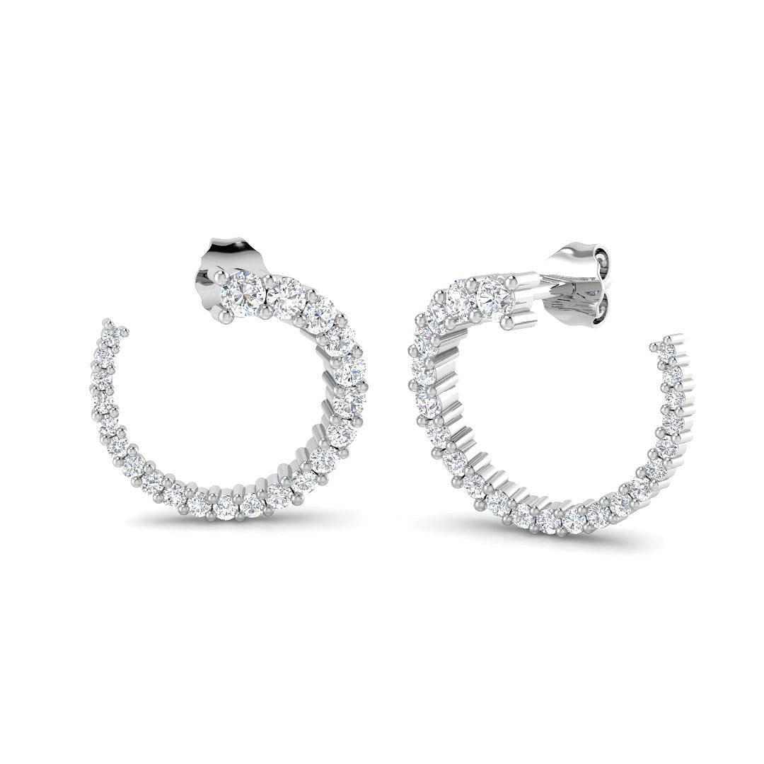 9ct White Gold 0.98ct Lab Grown Diamond Hoop Earrings
