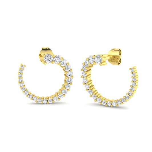 Hoop Earrings - Lutny Elegant 1ct Gold Diamond Luxury