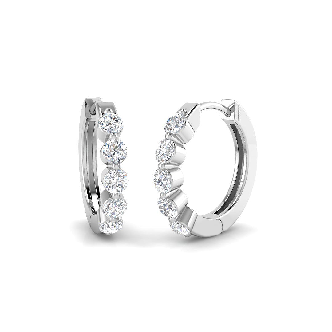 0.60 Carat D-E/VS Lab Grown Diamond Hoops Earrings 9k White Gold Ready To Ship
