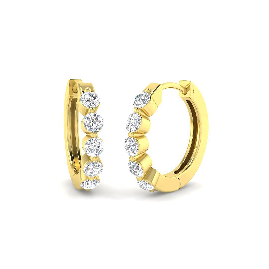 0.60 Carat D-E/VS Lab Grown Diamond Hoops Earrings 9k Yellow Gold Ready To Ship