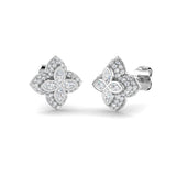 Elegant 0.50Ct Diamond Floral Clover Stud Earrings in White Gold