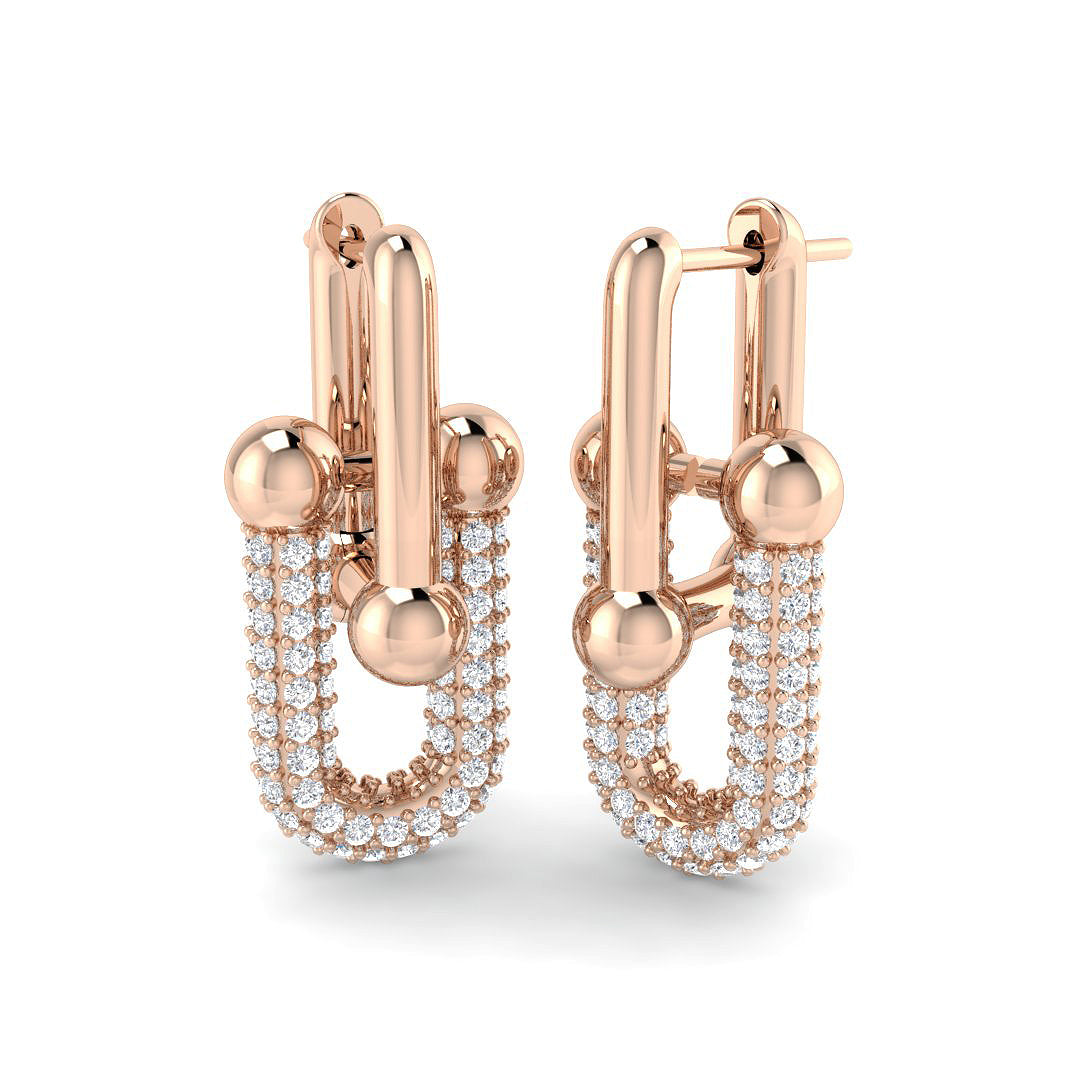 Lutsy 2ct Gold Paper Clip Diamond Earrings - Elegant Luxury Jewelry