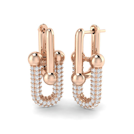 Lutsy 2ct Gold Paper Clip Diamond Earrings - Elegant Luxury Jewelry