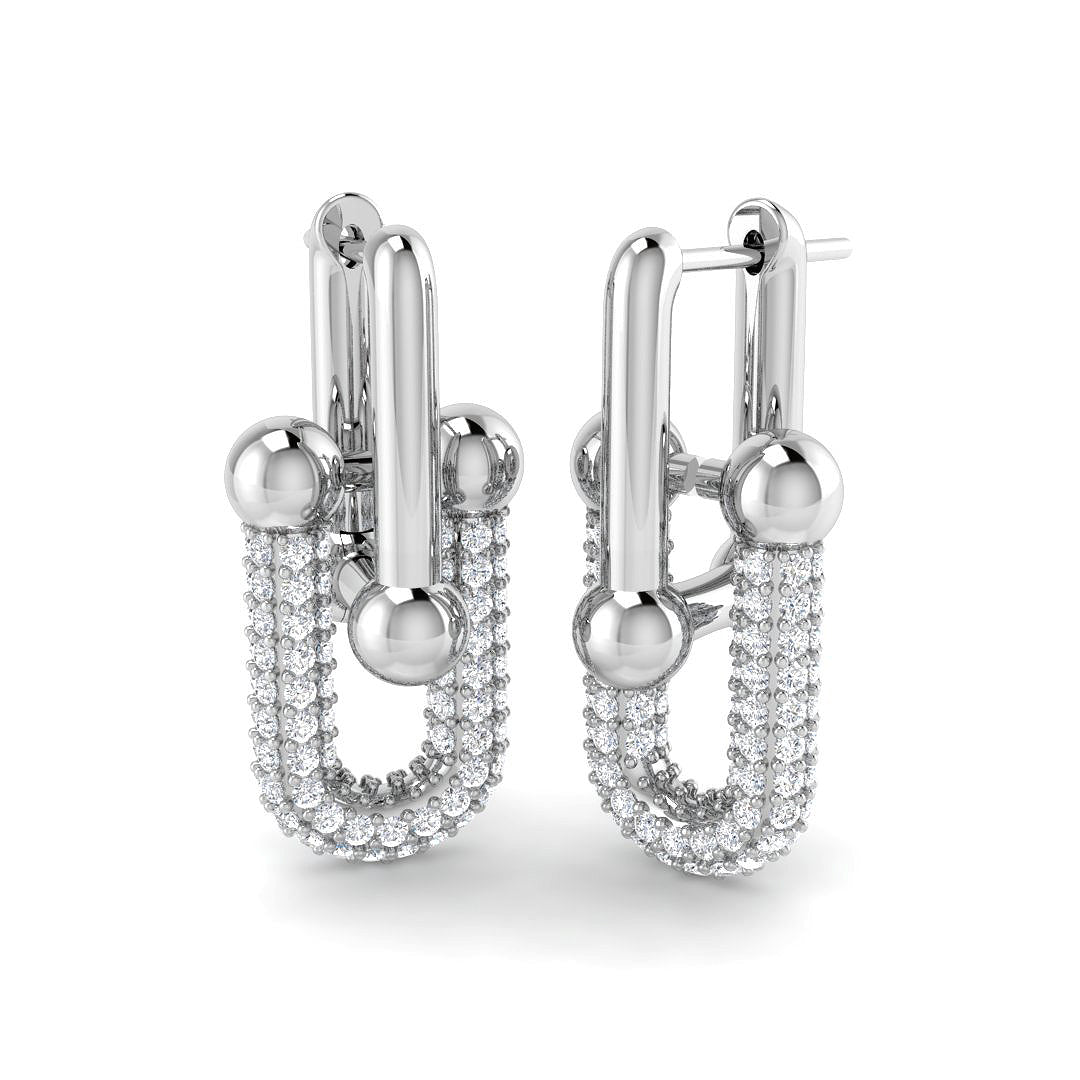 Lutsy 2ct Gold Paper Clip Diamond Earrings - Elegant Luxury Jewelry