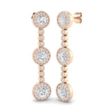 Luvpy Elegant 3ct Gold Drop & Trilogy Diamond Earrings for Luxury Style