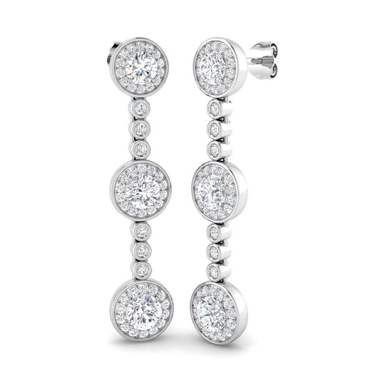 Luvpy Elegant 3ct Gold Drop & Trilogy Diamond Earrings for Luxury Style
