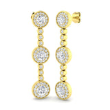 Luvpy Elegant 3ct Gold Drop & Trilogy Diamond Earrings for Luxury Style