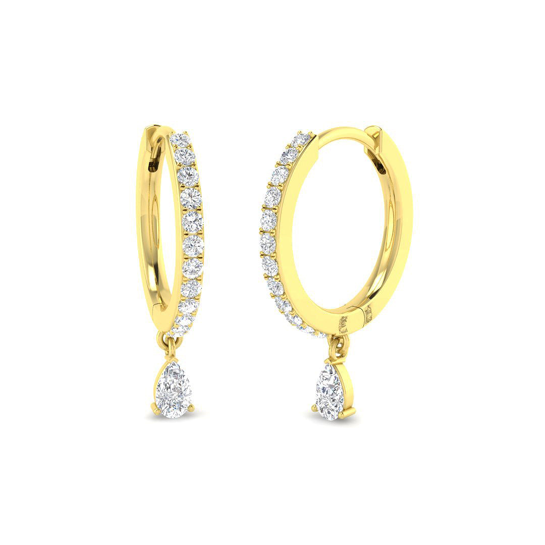 Luvmy Gold Drop & Trilogy Diamond Earrings - 0.33ct Luxury Jewelry