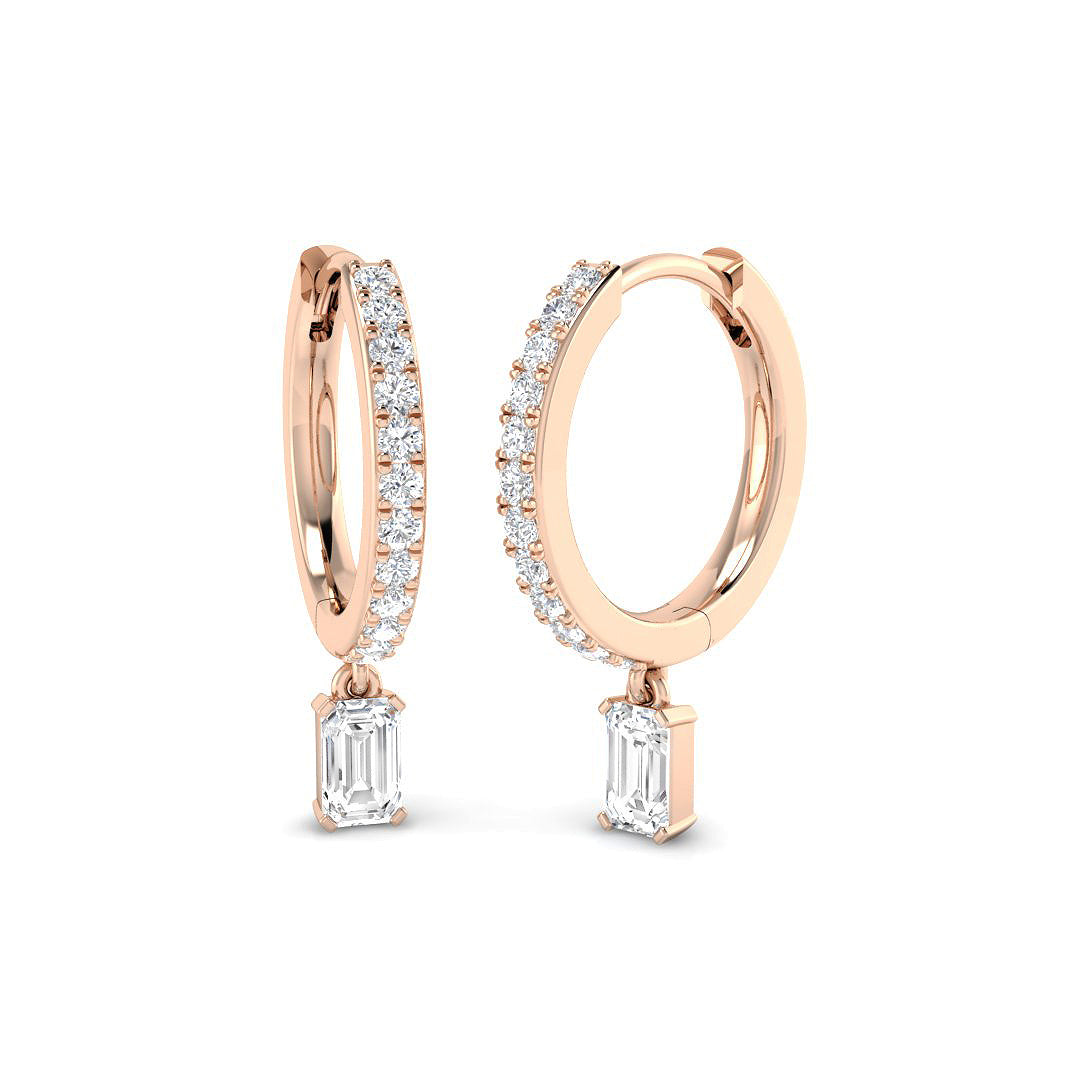 Lutvy 0.5ct Gold Drop & Trilogy Diamond Earrings - Elegant Luxury Jewelry