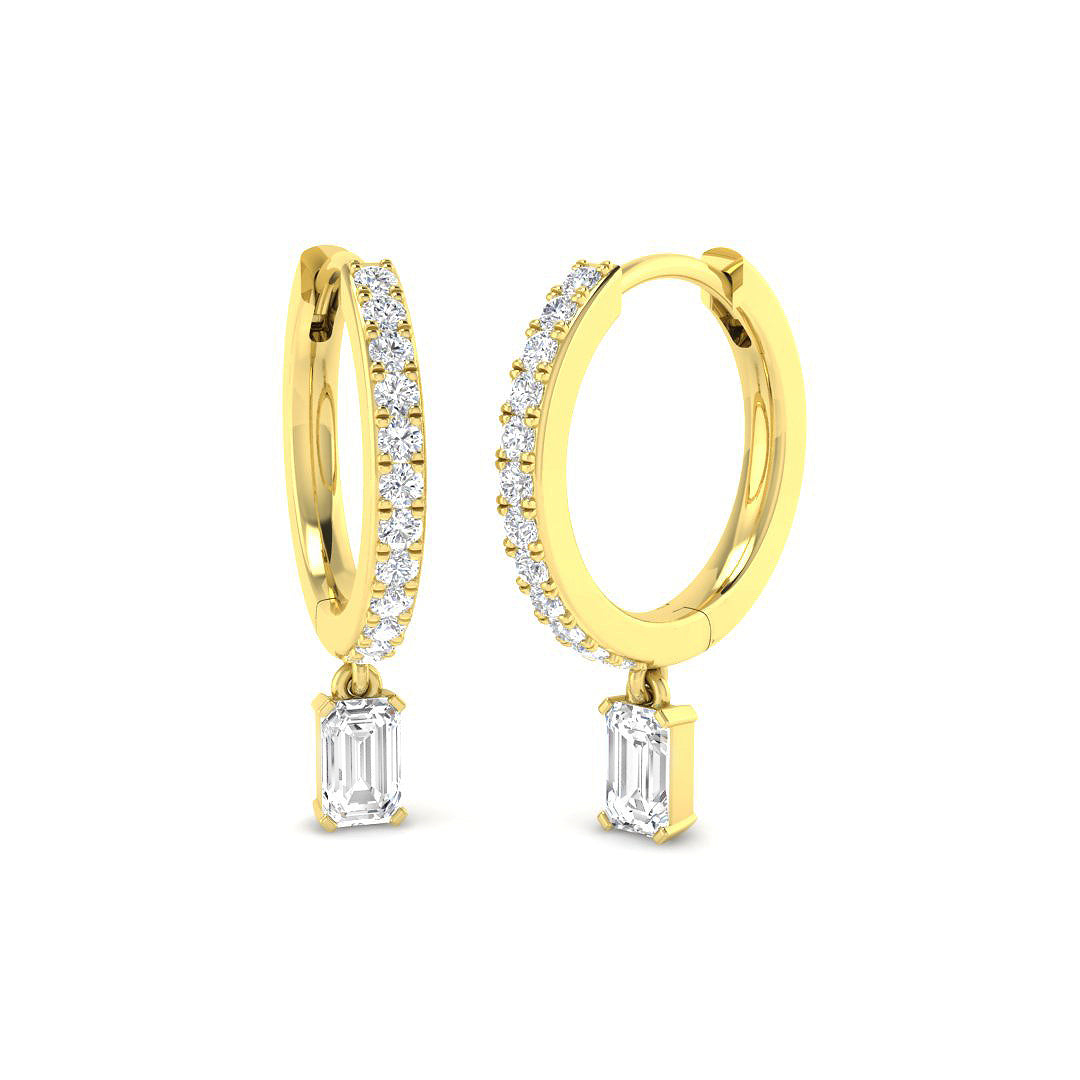 Lutvy 0.5ct Gold Drop & Trilogy Diamond Earrings - Elegant Luxury Jewelry