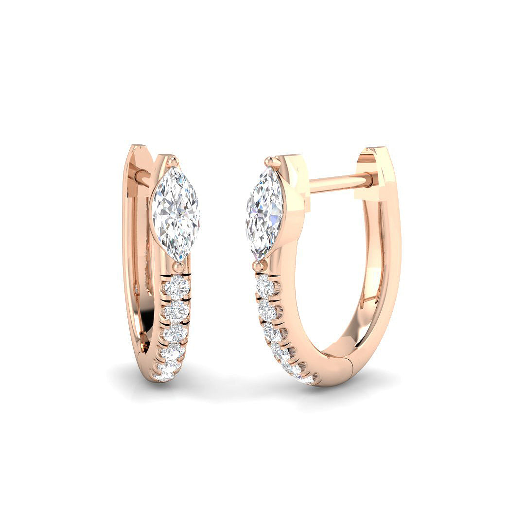 Hoop Earrings - Luvny Exquisite Marquise Diamond Gold