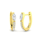 Hoop Earrings - Luvny Exquisite Marquise Diamond Gold