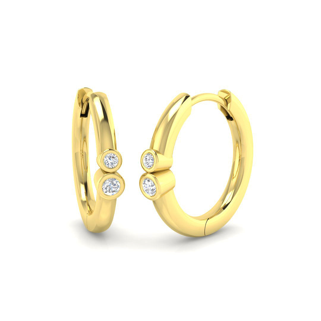 Hoop Earrings - Luvoy Elegant Luxury 0.5ct Gold Diamond