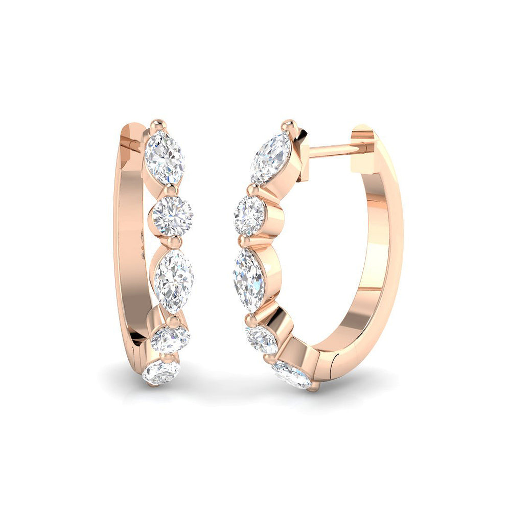 Hoop Earrings - Luvoy Elegant 0.5ct Style Gold Diamond