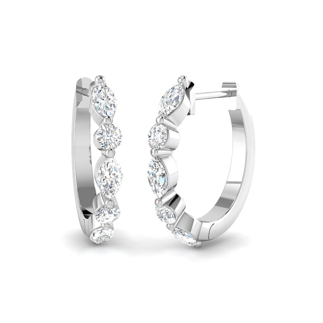 Hoop Earrings - Luvoy Elegant 0.5ct Style Gold Diamond