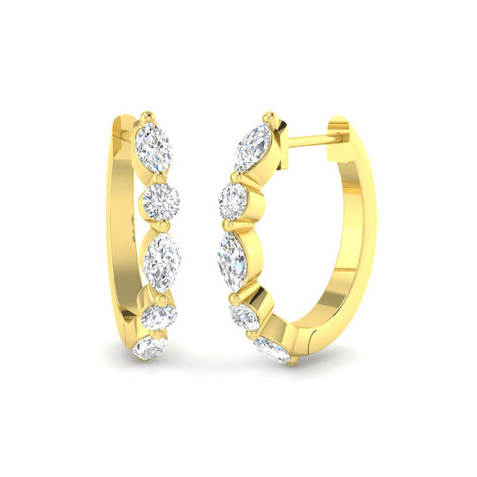Hoop Earrings - Luvoy Elegant 0.5ct Style Gold Diamond