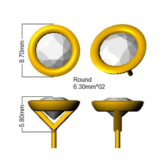2.1 Carat D-E/VS Lab Grown Diamond Stud Earring 18k Yellow Gold Ready To Ship