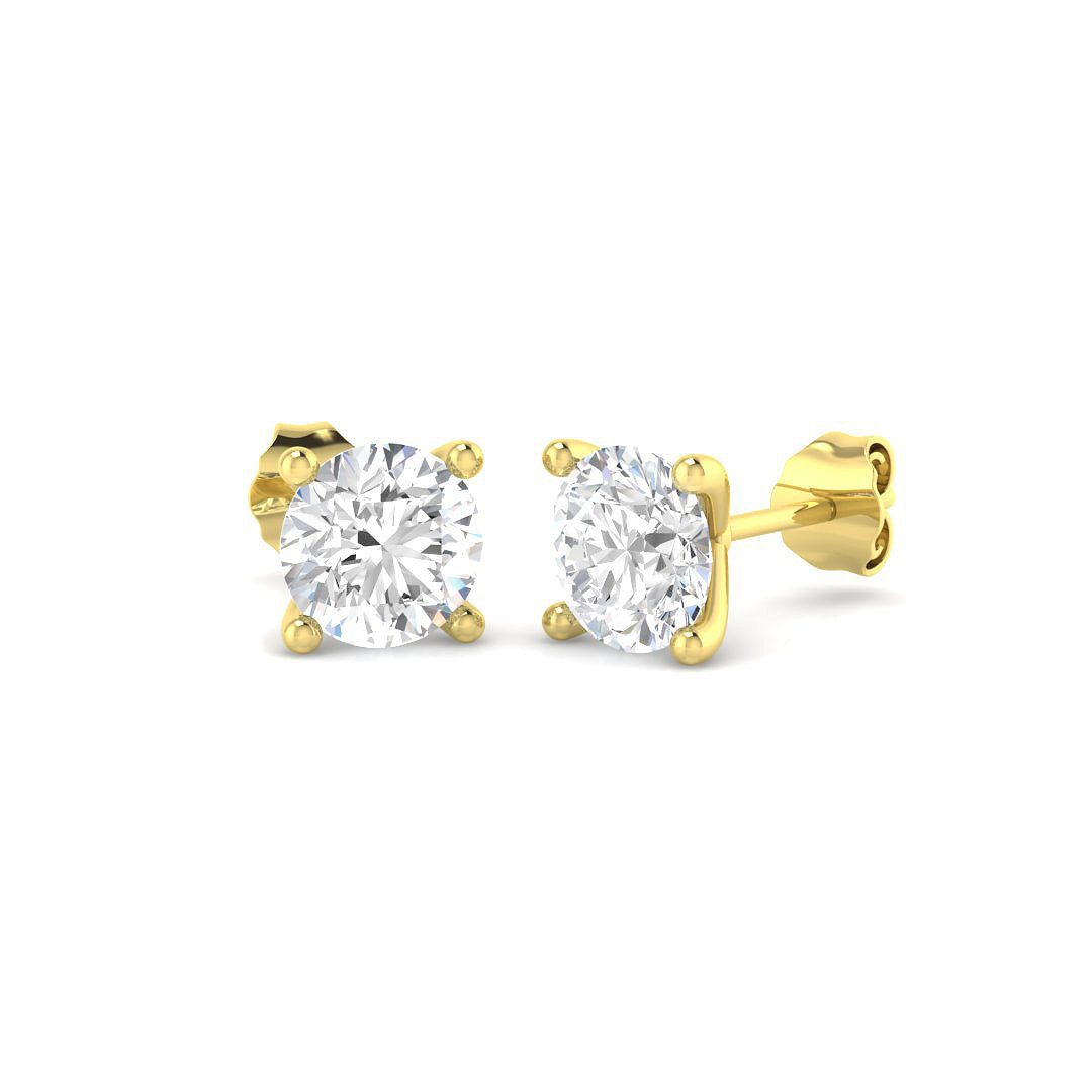 2.57ct Lab Diamond Round Cut Stud Earrings in 18K Yellow Gold