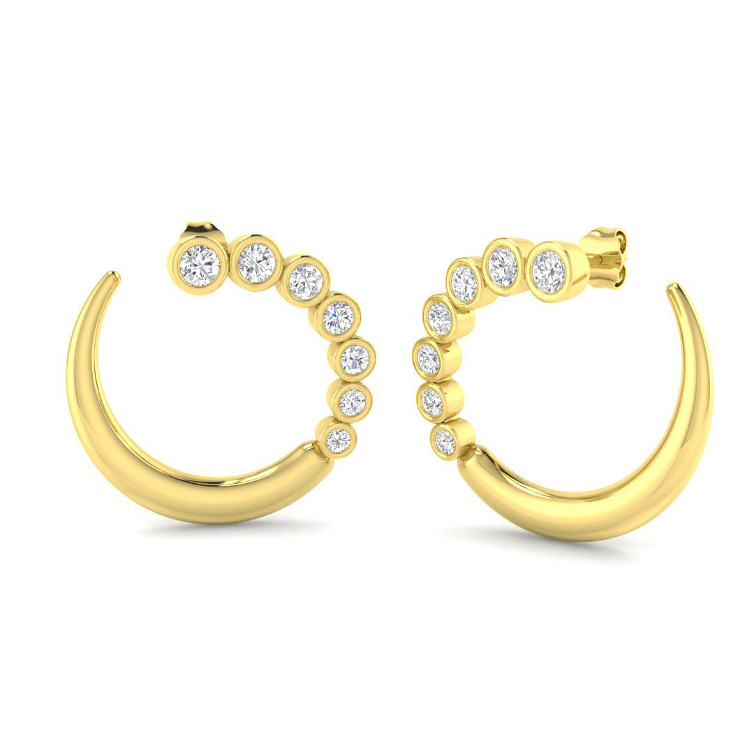 1.5 Carat D-E/VS Lab Grown Diamond Crawlers Earring 9k Yellow Gold Ready To Ship