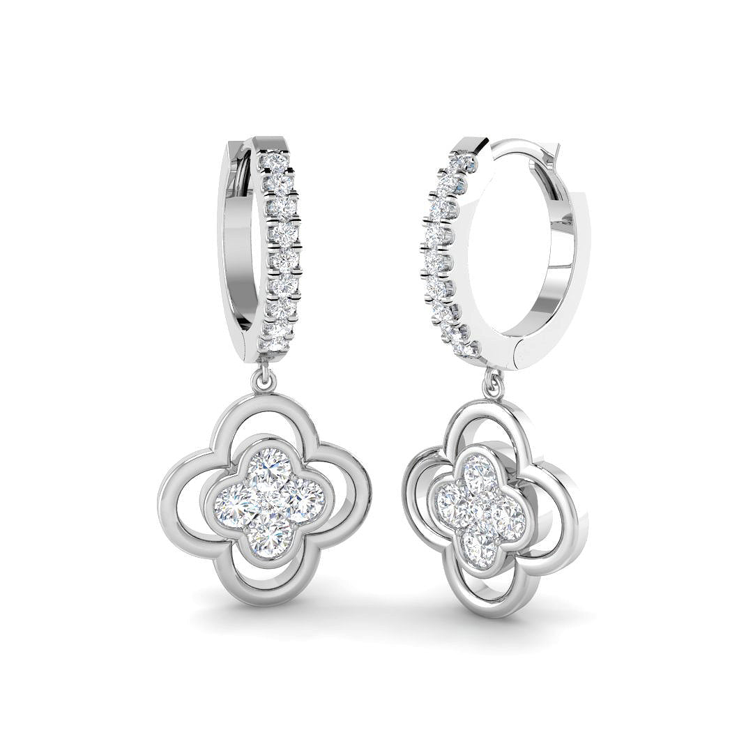 "Lusly 1ct Gold Clover Diamond Earrings - Elegant Luxury Jewelry"