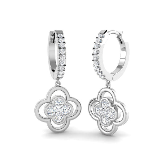"Lusly 1ct Gold Clover Diamond Earrings - Elegant Luxury Jewelry"