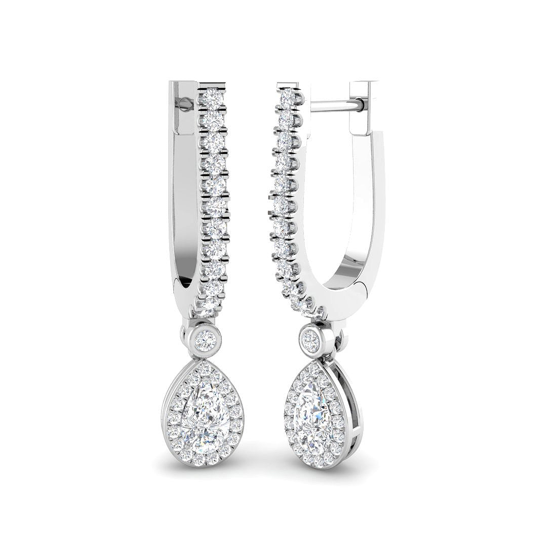 Luvwy 1ct Gold Drop & Trilogy Diamond Earrings - Elegant Luxury Jewelry