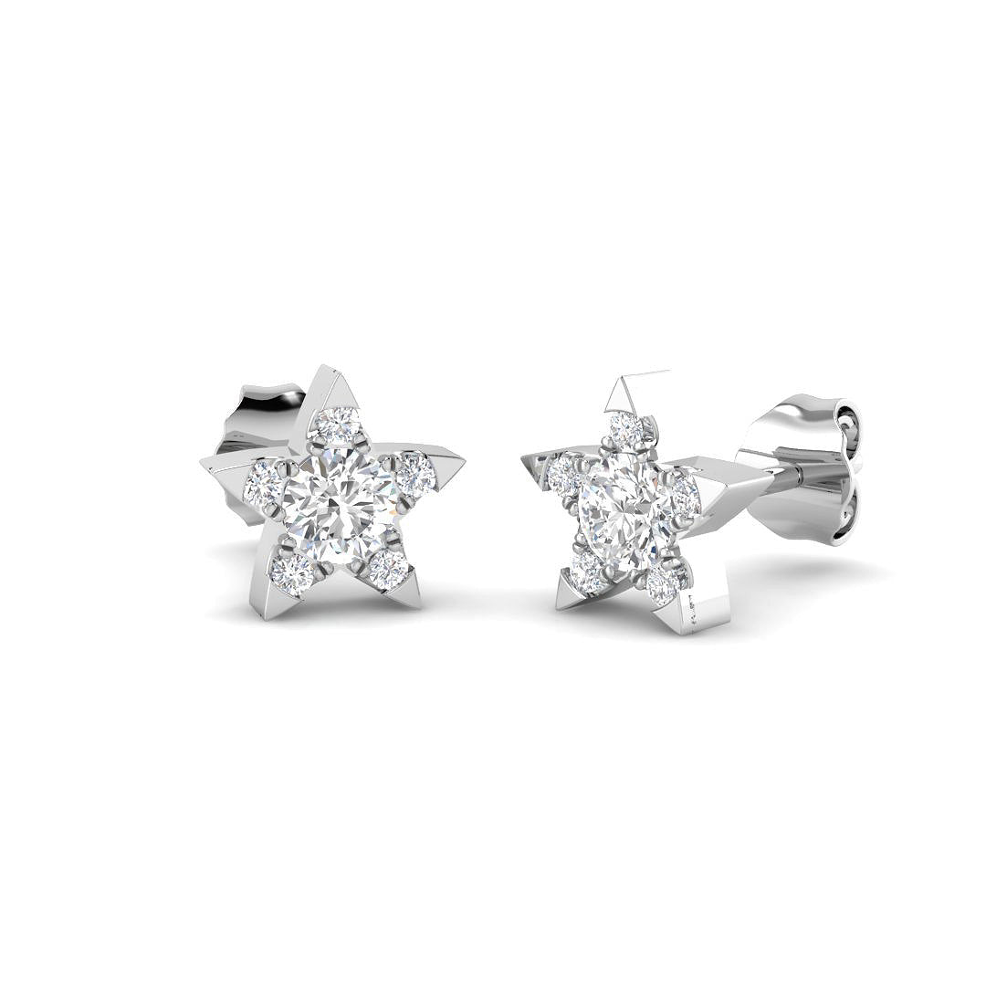Stud Earrings with Star Shape Diamond Cluster | Gold