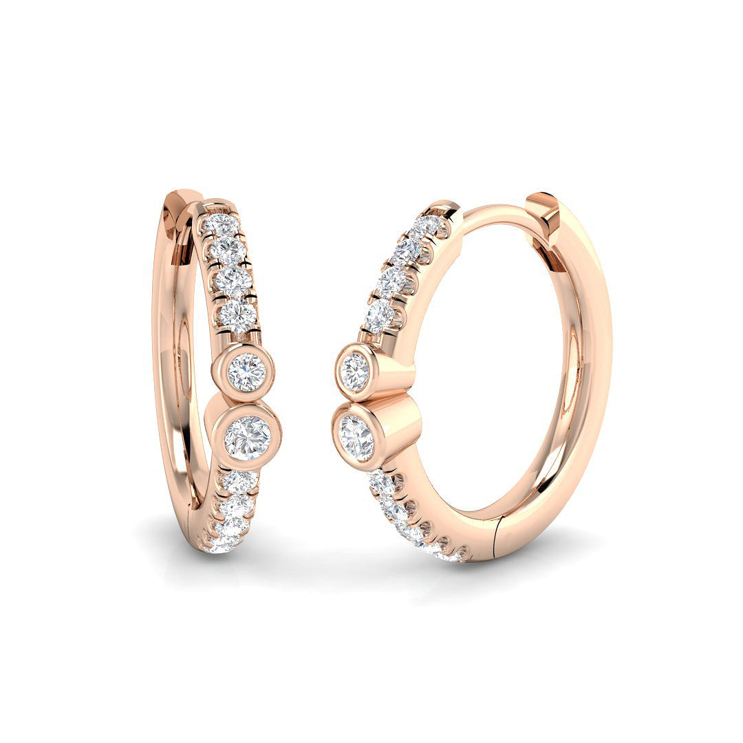 Hoop Earrings - Luyoy Luxury 0.2ct Gold Diamond Elegant