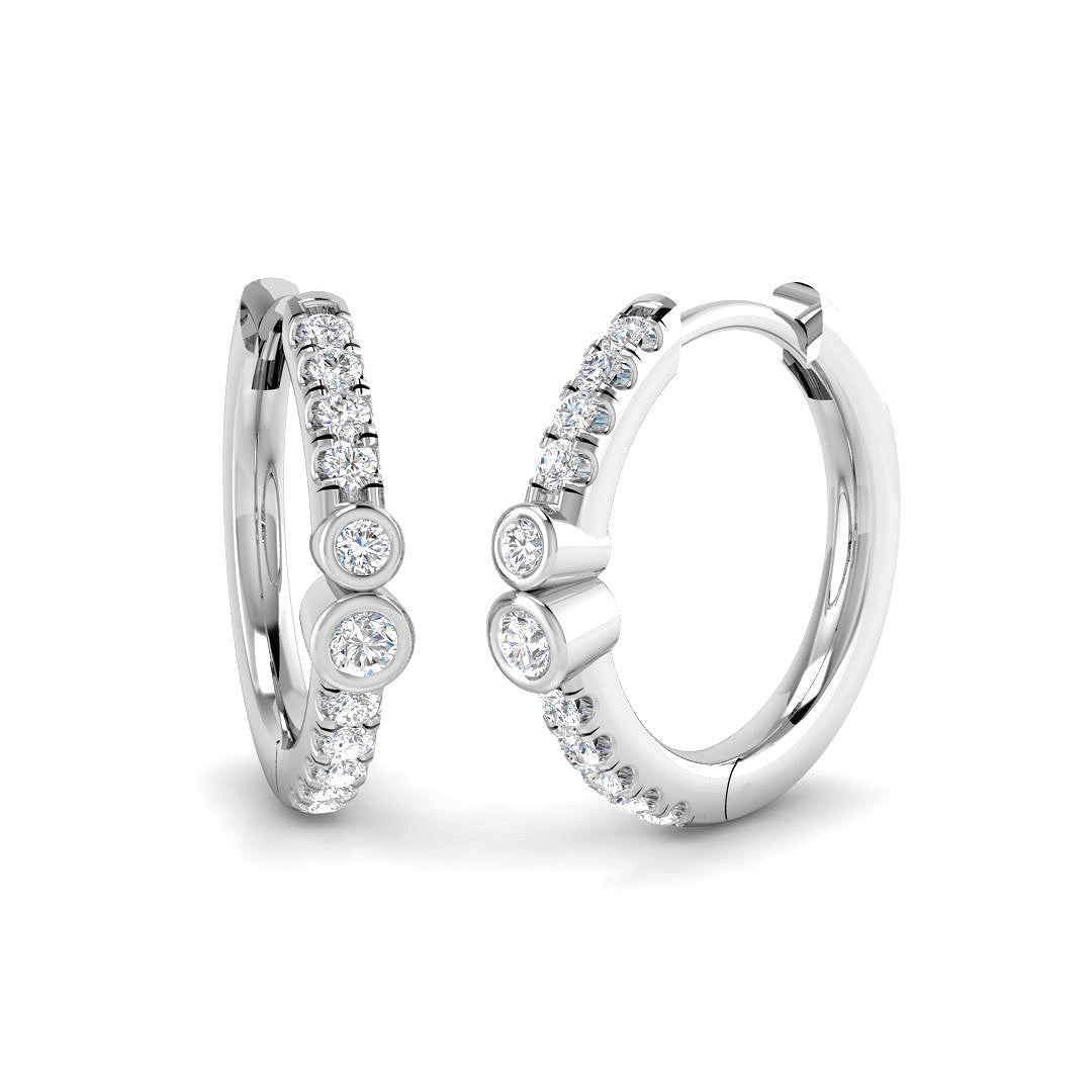 Hoop Earrings - Luyoy Luxury 0.2ct Gold Diamond Elegant