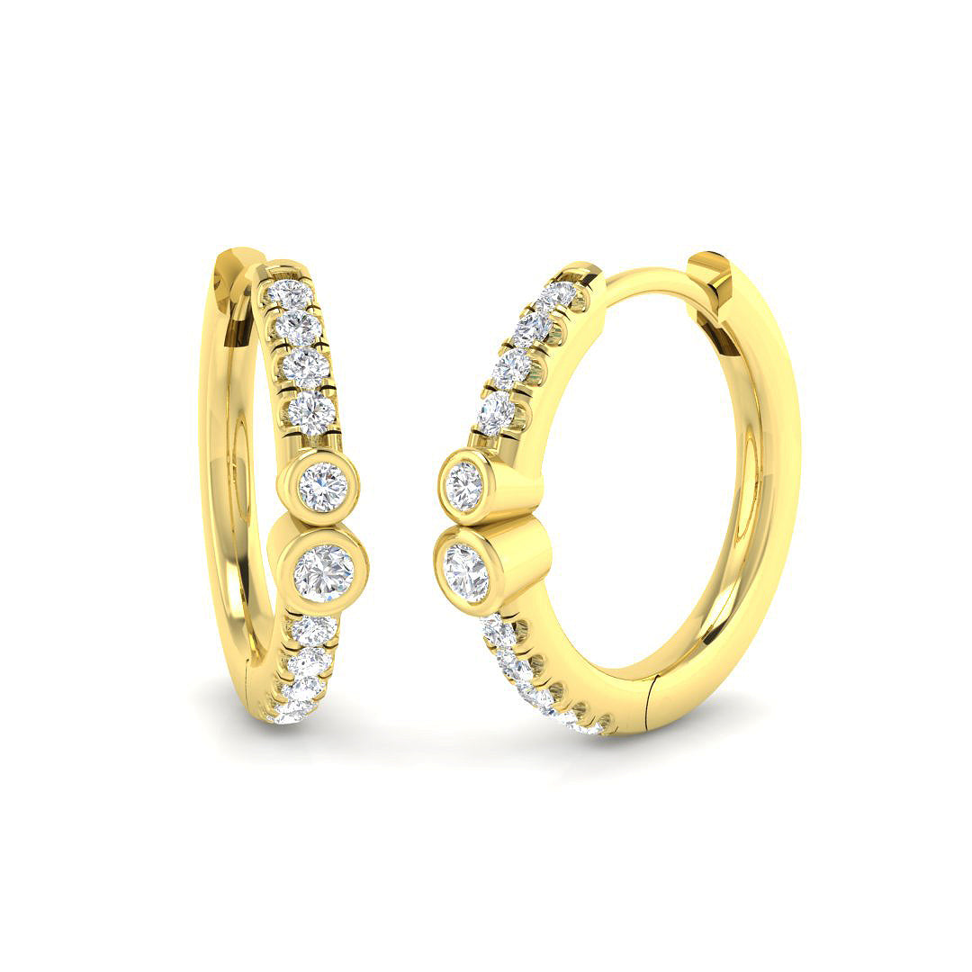Hoop Earrings - Luyoy Luxury 0.2ct Gold Diamond Elegant